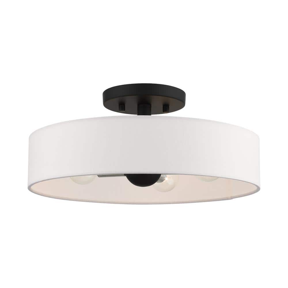 Venlo Contemporary 4-Light Drum Semi-Flush Mount in Black/Brushed Nickel