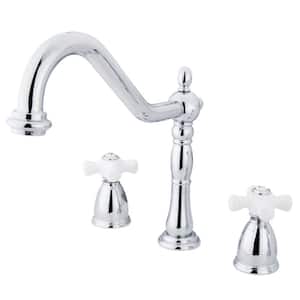 Heritage 2-Handle Deck Mount Widespread Kitchen Faucets in Polished Chrome