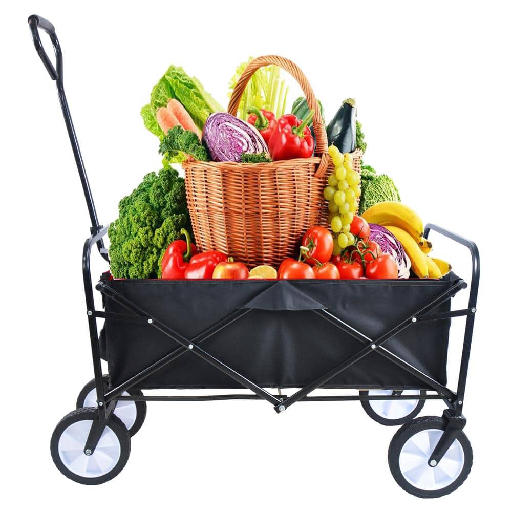 3 cu.ft. Steel Folding Garden Cart Utility Wagon Beach Cart with Adjustable Handle & 2 Mesh Cup Holders price history on PriceWatchPro