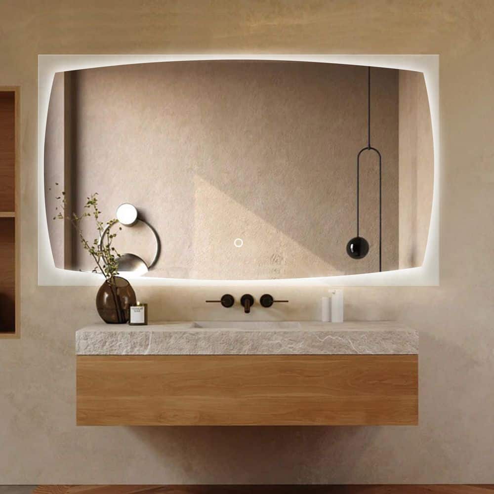 Sxiawe 27 in. W x 47 in. H Rectangular Backlight LED Frameless Wall ...