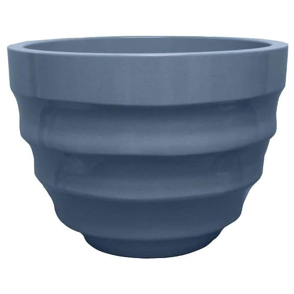 Unbranded Athena 9.06 in. H x 11.89 in. W Round Dusty Blue Resin Planter