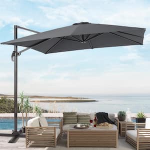 Anthracite Premium 9x9FT Cantilever Patio Umbrella - Outdoor Comfort with 360° Rotation and Canopy Angle Adjustment