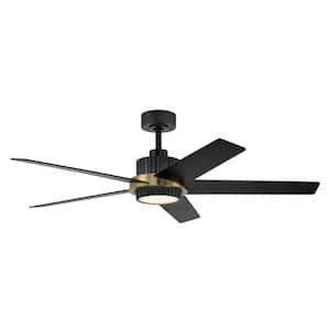 Cassique 52 in, Integrated LED Indoor/Outdoor Matte Black Selectable CCT Ceiling Fan with Light, Remote Control