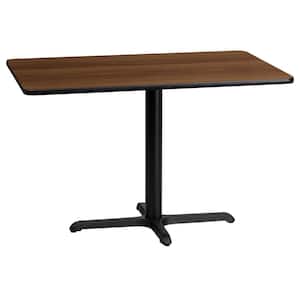 24 in. x 42 in. Rectangular Black and Walnut Laminate Table Top with 23.5 in. x 29.5 in. Table Height Base