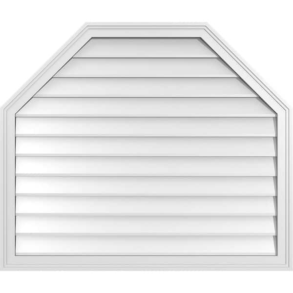 Ekena Millwork 40 in. x 34 in. Octagonal Top Surface Mount PVC Gable Vent: Decorative with Brickmould Frame