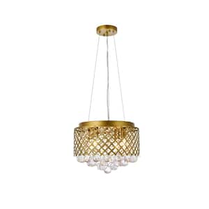 Home Living 40-Watt 4-Light Brass Pendant-Light with Metal Shade, No Bulbs Included