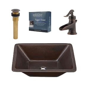 Hawking All-In-One 20 in. Undermount Copper Bathroom Sink with Pfister Centerset Rustic Bronze Faucet and Drain