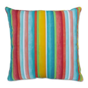 Stripe Multicolored Square Outdoor Square Throw Pillow