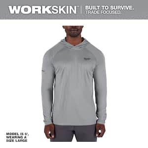 Men's WORKSKIN Gray Large Hooded Sun Shirt