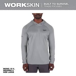 Men's WORKSKIN Gray X-Large Hooded Sun Shirt