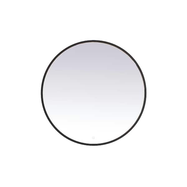 Unbranded Timeless Home 36 in. W x 36 in. H Aluminum Black LED Mirror
