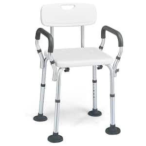 Aluminum Safety Shower Tub Bath Chair with Removable Armrests and Back in White
