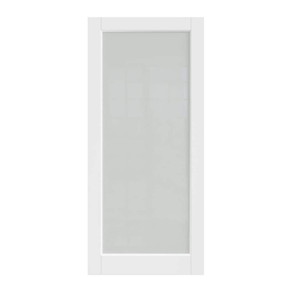 ARK DESIGN 36 in. x 96 in. 1-Lite Frosted Glass Solid Core White Primed ...