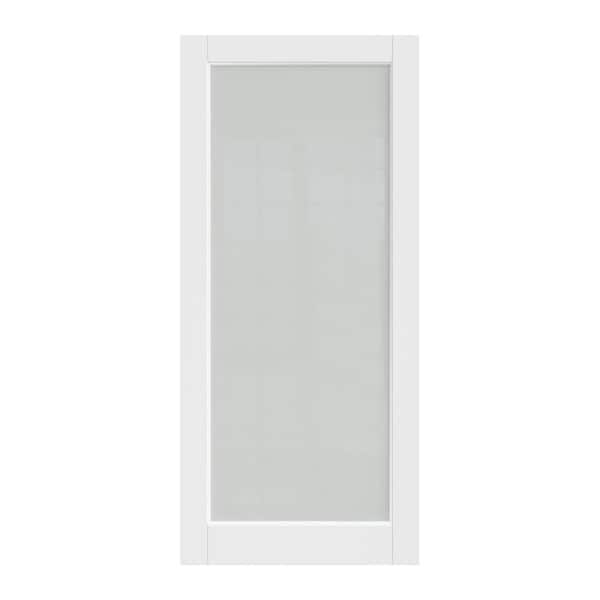 ARK DESIGN 36 in. x 96 in. 1-Lite Frosted Glass Solid Core White Primed ...