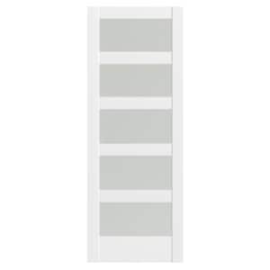 30 in. x 80 in. MDF, Frosted Glass, White, Finished, 5 Panel, Pantry Door Panels, Single Door Slab Sliding Door
