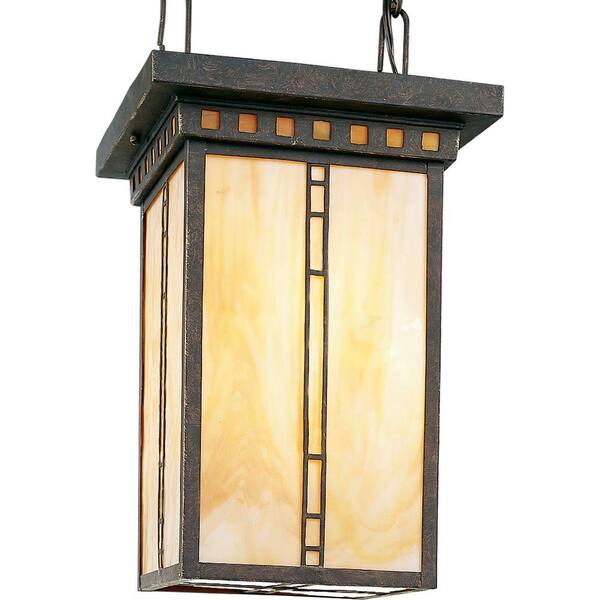 Progress Lighting Arts and Crafts Collection 3-Light Weathered Bronze Foyer Pendant