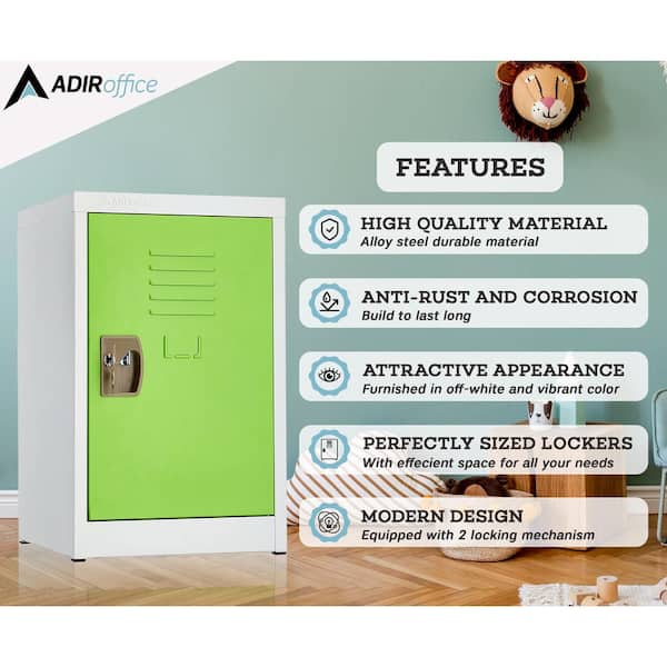 629-Series 24 in. H 1-Tier Steel Storage Locker Free Standing Cabinets for Home, School, Gym in Green 2 Pack