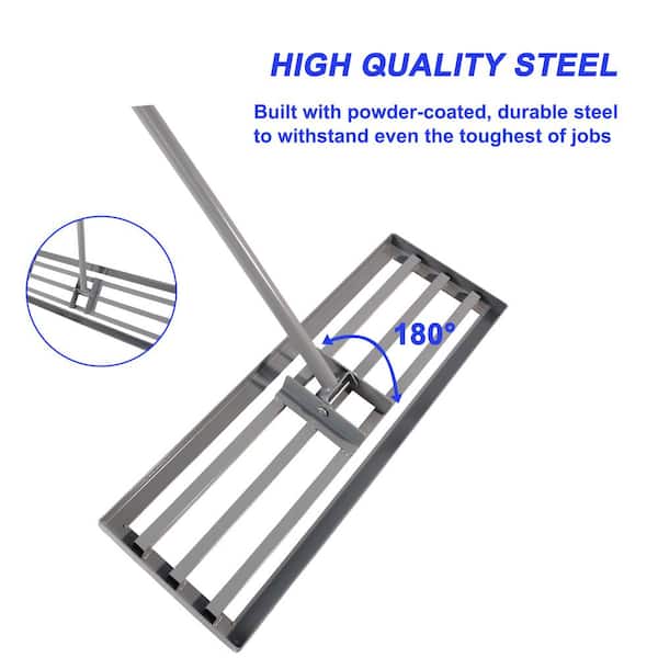 80 in. Steel Handle Lawn Leveling Rake for Backyard, Farmland, Golf Course, Compost, Garden