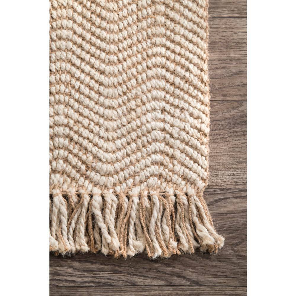 Maui Hand-Tufted Jute Area Rug with Stripes, 4' x 6', Natural