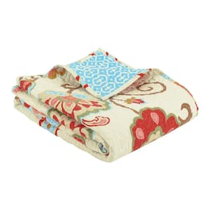 Ashbury Spring Multi-color Floral Quilted Cotton Throw Blanket