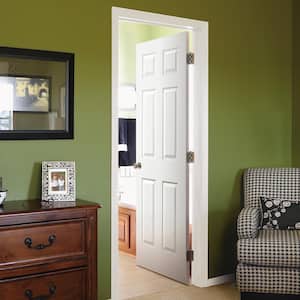 24 in. x 80 in. RH 6-Panel Textured White Primed Hollow Core Single Prehung Interior Door Pro-Pack (5 Pack)