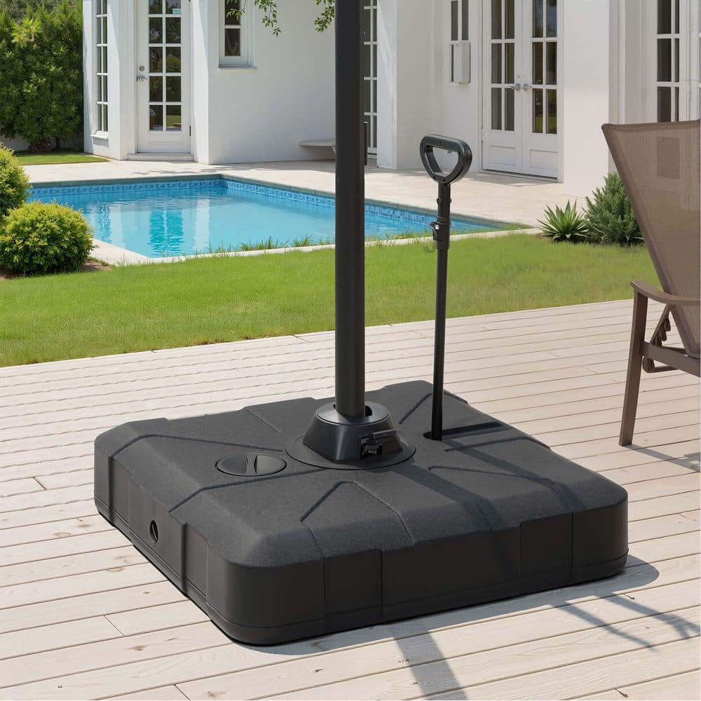 bluu patio umbrella base Compact for Banyan Offset The 8 long ribs are made of premium iron that open and close with ease BLUU 15FT Solar LED Patio