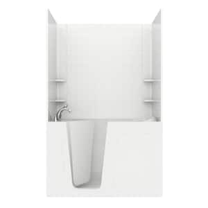 Rampart 5 ft. Walk-in Air Bathtub with 6 in. Tile Easy Up Adhesive Wall Surround in White