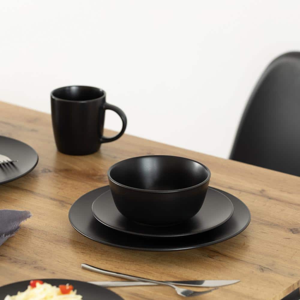 Black Ceramic 32-Piece Dinnerware Set for 8