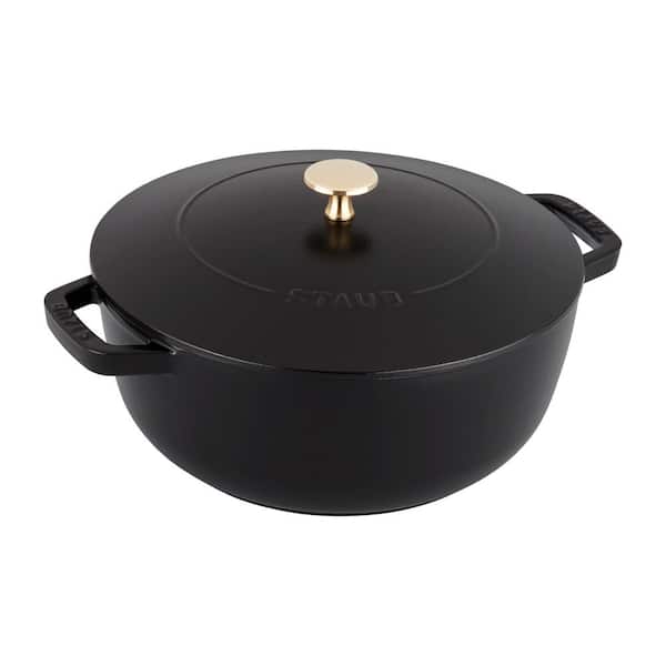 staub Cast Iron 3. 75 qt. Round Cast Iron Dutch Oven in Black with Lid