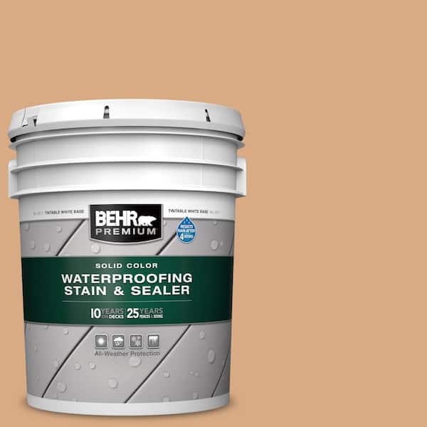5 gal. #SC-127 Beach Beige Solid Color Waterproofing Exterior Wood Stain and Sealer