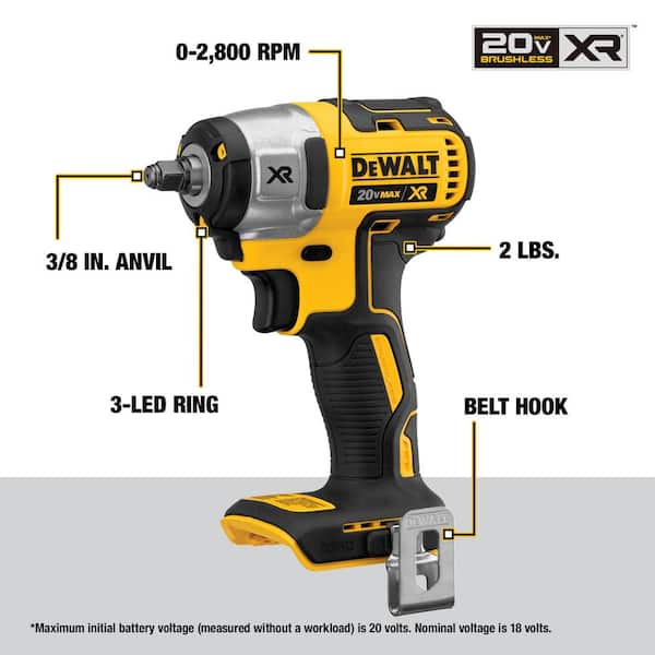 20V MAX XR Cordless Brushless 3/8 in. Compact Impact Wrench (Tool Only)