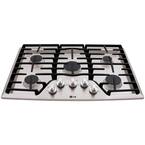 30 in. Recessed Gas Cooktop in Stainless Steel w/5 Burners Including 17K SuperBoil Burner, Heavy Duty Cast Iron Grates
