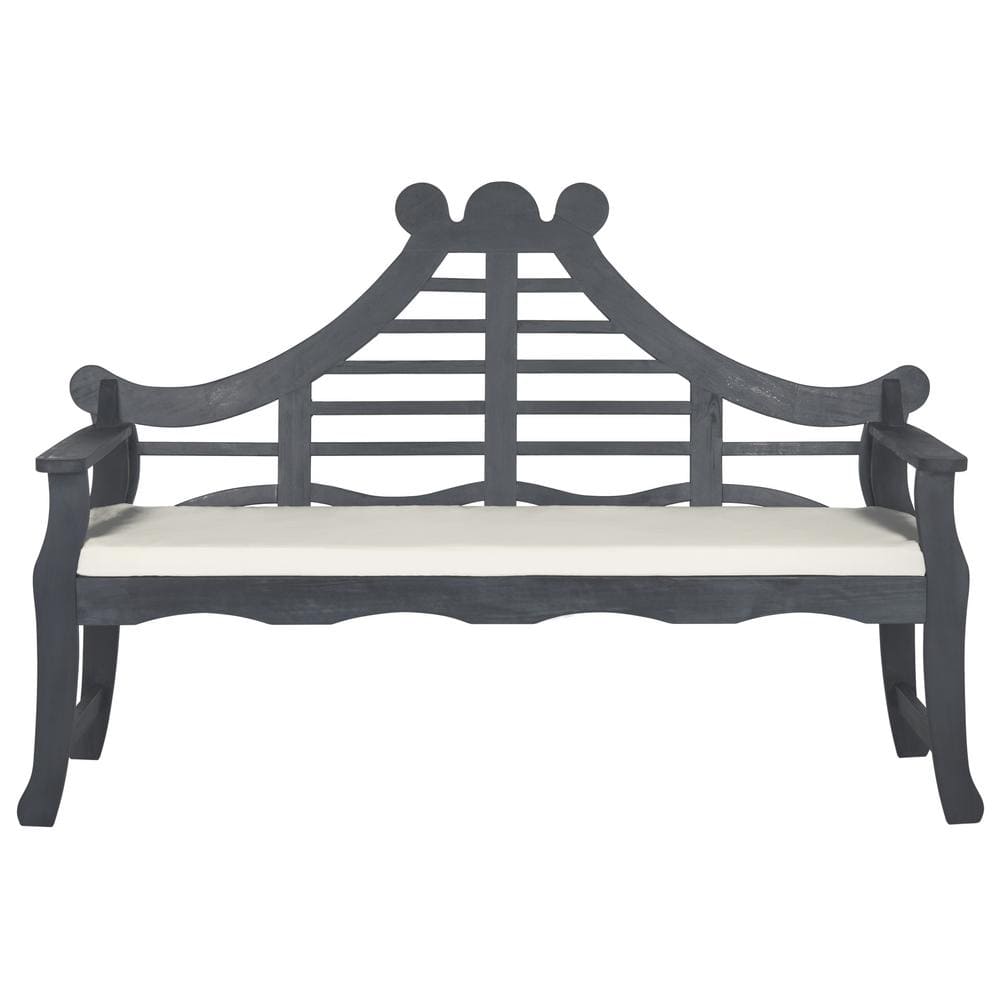 Azusa Ash Gray and Beige Transitional Outdoor Bench