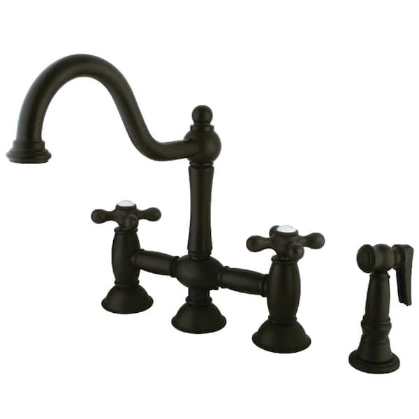 Restoration 2-Handle Bridge Kitchen Faucet in Oil Rubbed Bronze