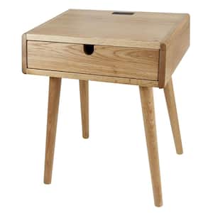 Freedom Natural USB Port Solid American Oak Nightstand/End Table