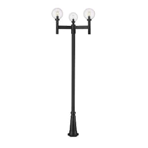 Laurent 3-Light Black Aluminum Hardwired Outdoor Weather Resistant Post Light Set with no Bulb Included