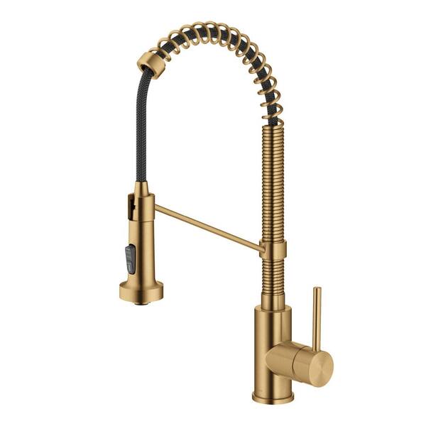 KRAUS Bolden Touchless Sensor Commercial Style Pull-Down Single Handle Kitchen Faucet in Brushed Brass