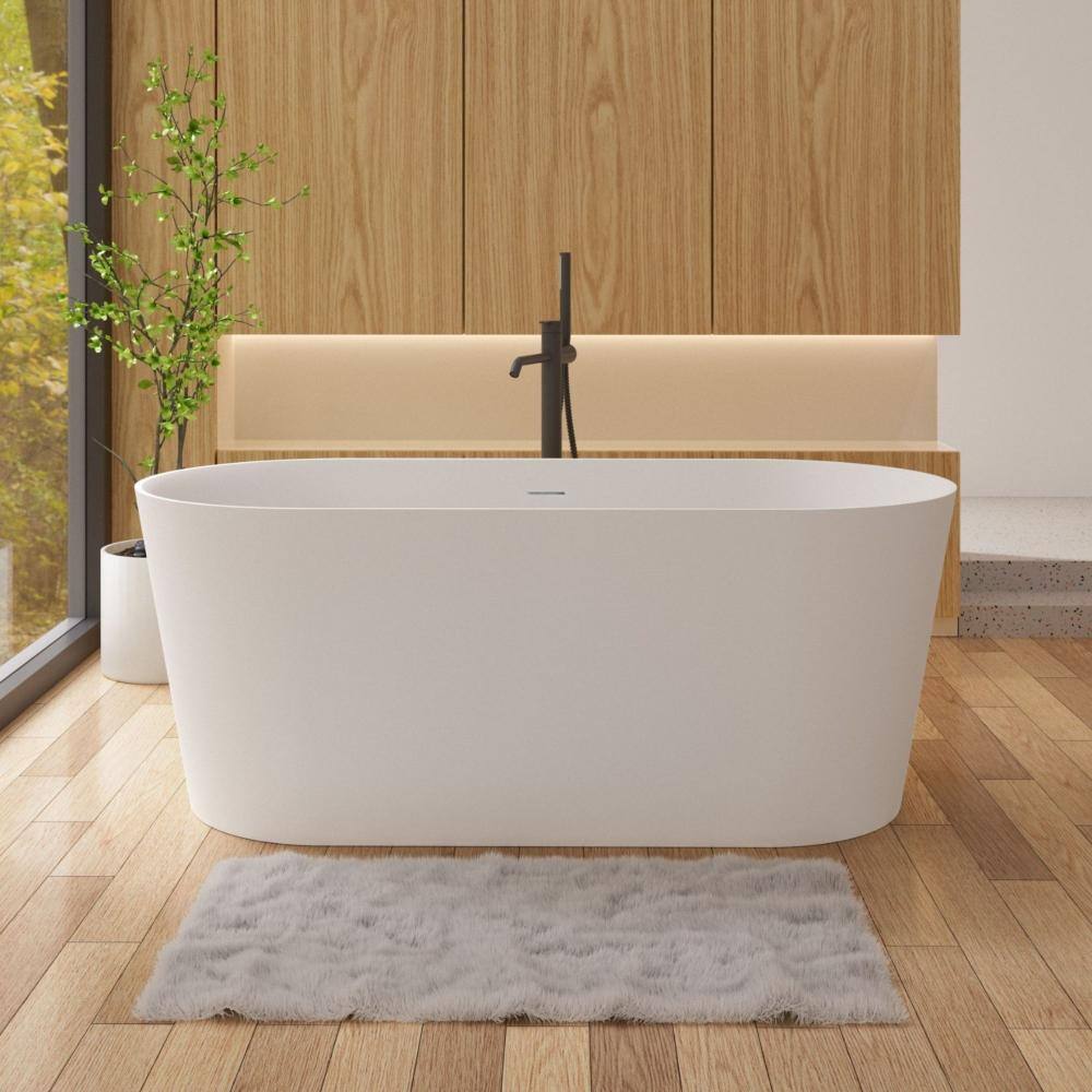 63 in. x 29.5 in. Solid Surface Flatbottom Freestanding Soaking Bathtub in Matte White price history on PriceWatchPro
