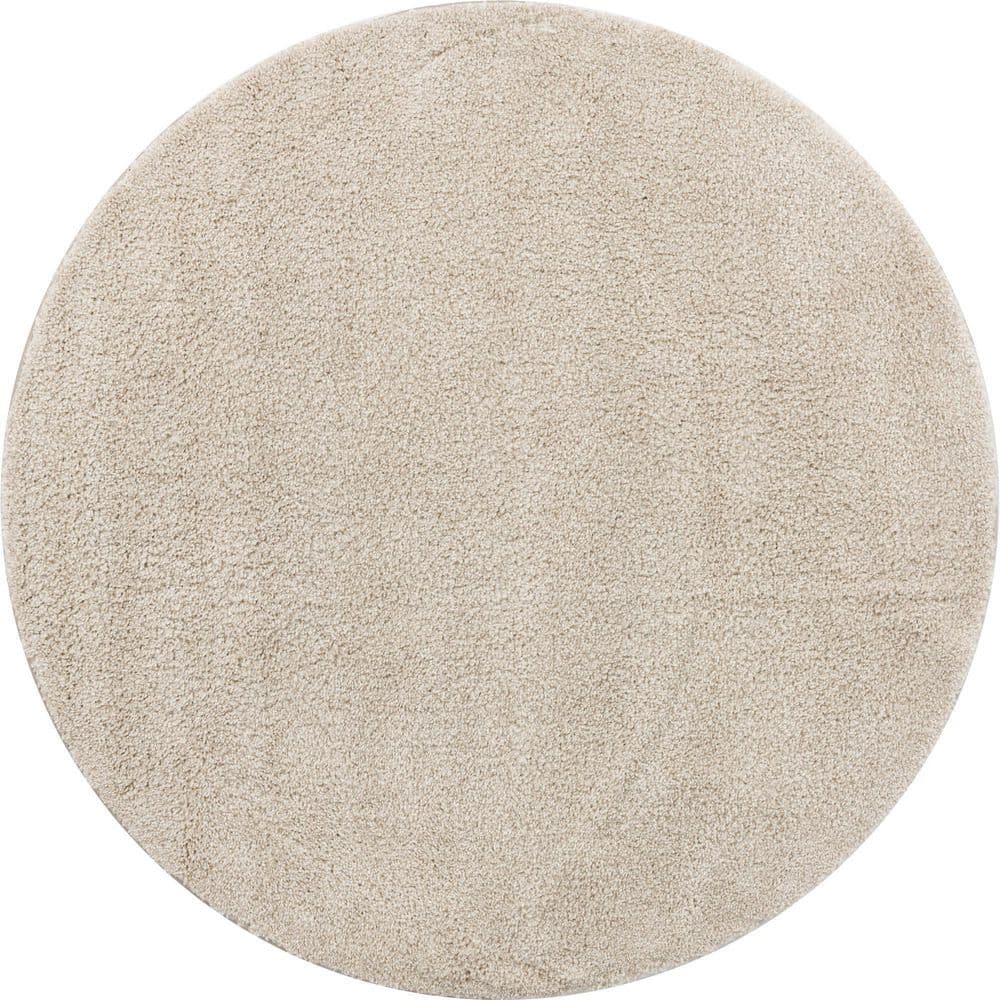 Unique Loom Solo Calabasas Ivory 6' 0 x 6' 0 Round Rug 3136515 The