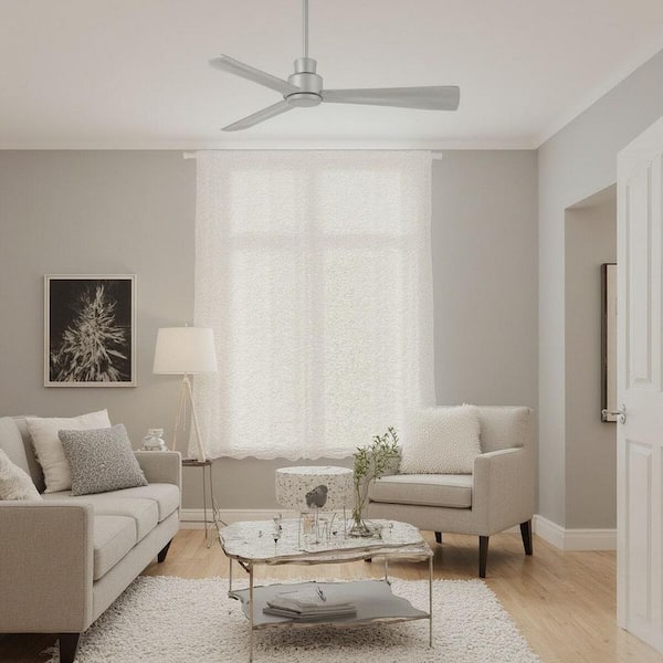 Simple 52 in. Indoor/Outdoor Silver Ceiling Fan with Remote Control