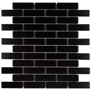 Metro Brick Subway Matte Black 11-1/2 in. x 11-3/4 in. Porcelain Mosaic Tile (9.6 sq. ft./Case)