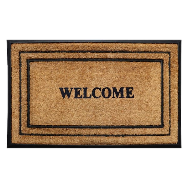 A1HC Rubber and Coir 25 in. x 57 in. Beige Non-Slip Outdoor Welcome Doormat for Front Door, Thick Heavy Duty Entry Mat