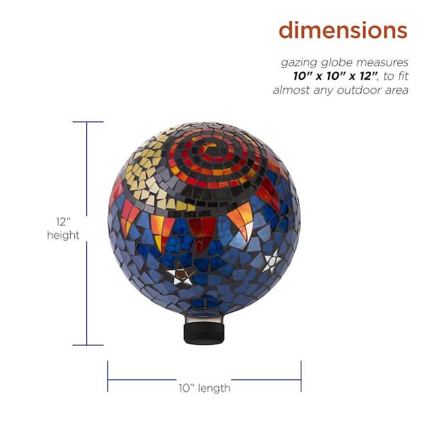 Alpine Corporation Indoor/Outdoor Glass Mosaic Sun and Moon Design Gazing  Globe Yard Decoration HGY120 - The Home Depot