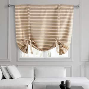 Brown And White Hand Weaved Cotton 46 in. W x 63 in. L Room Darkening Rod Pocket Tie-Up Window Shade (1 Panel)