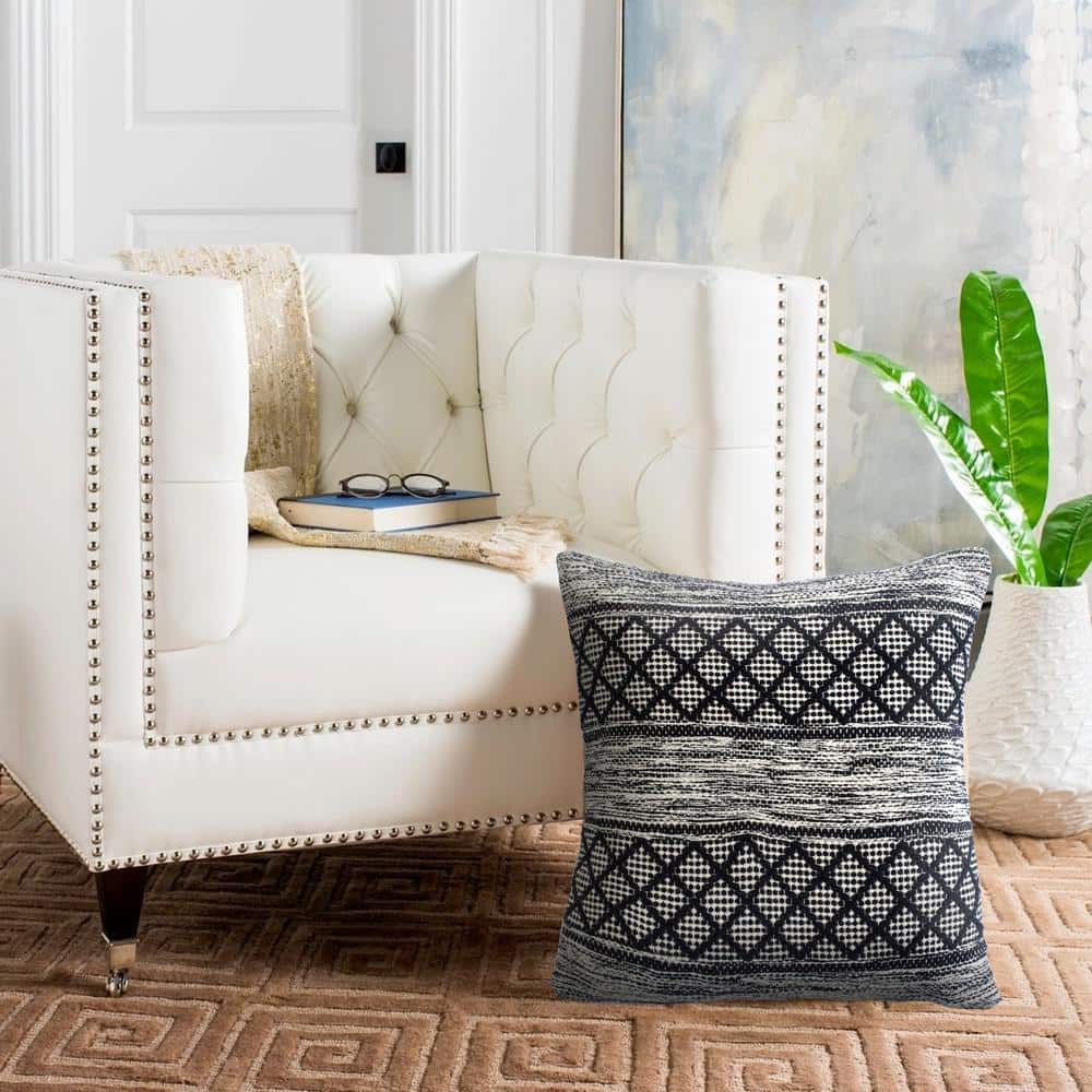 Gray and Black Geometric Diamond 20" Square Pillow
