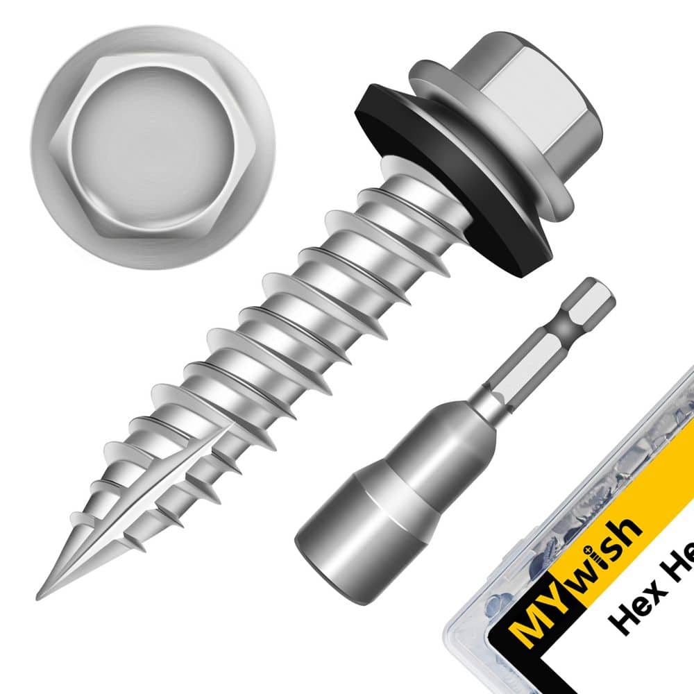 "#10 x 1 in. Zinc Plated Hex Head Self Drilling Metal Roofing Screws with EPDM Rubber Washer (300-Piece/Case)" price history on PriceWatchPro