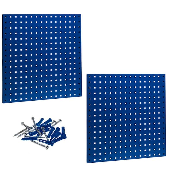Triton Products (2) 24 in. W x 24 in. H x 9/16 in. D Blue Epoxy, 18-Gauge Steel Square Hole Pegboards