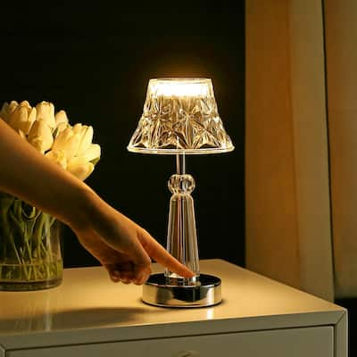 JONATHAN Y Carson 12.75 in. Brass Gold/White Modern Minimalist Iron  Rechargeable Integrated LED Table Lamp JYL7110C - The Home Depot