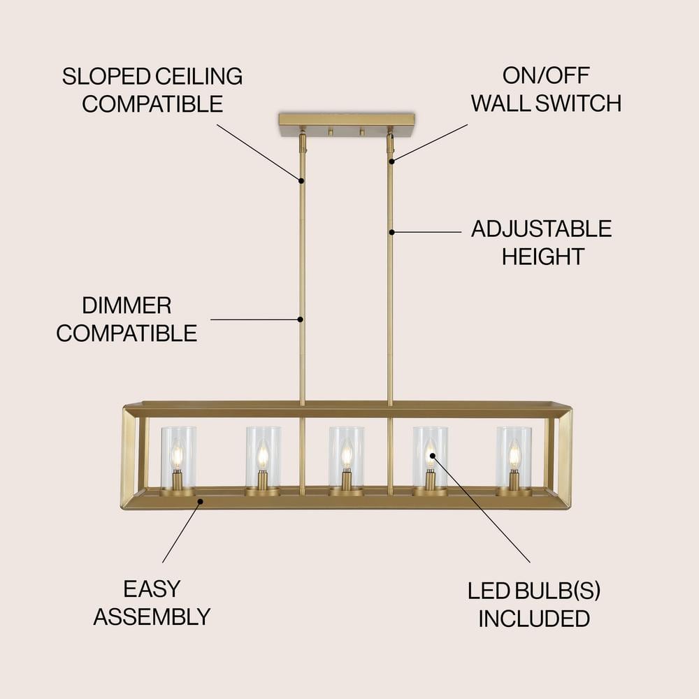 Anna 38.5" Gold Brass Glass LED Pendant Light