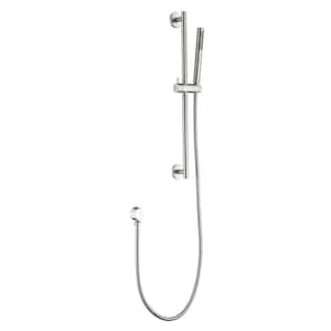 1-Spray Patterns 2.5 GPM 8.46 in. Rectangle Wall Mount Handheld Shower Head with Sliding Bar and Hose in Brushed Nickel